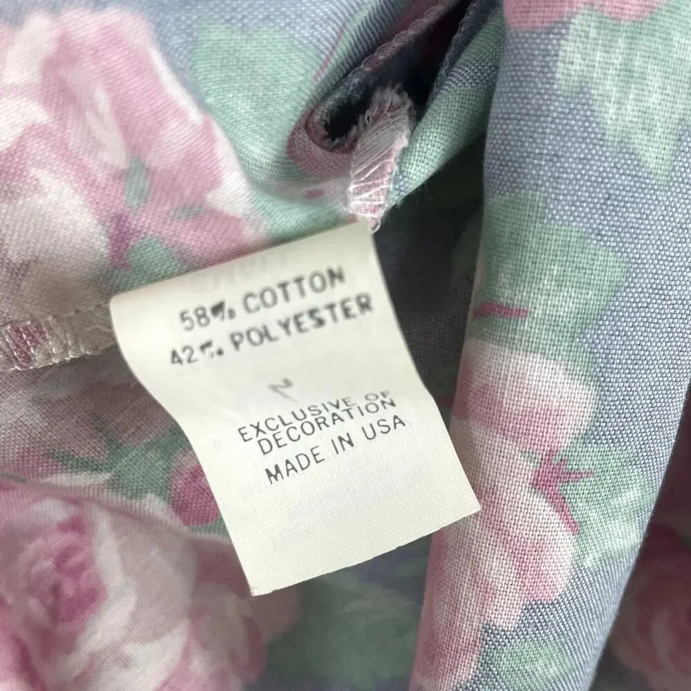 Vintage Komar Floral Robe Housecoat Ruffles Cottage Coquette USA Size Small - Picture 15 of 16